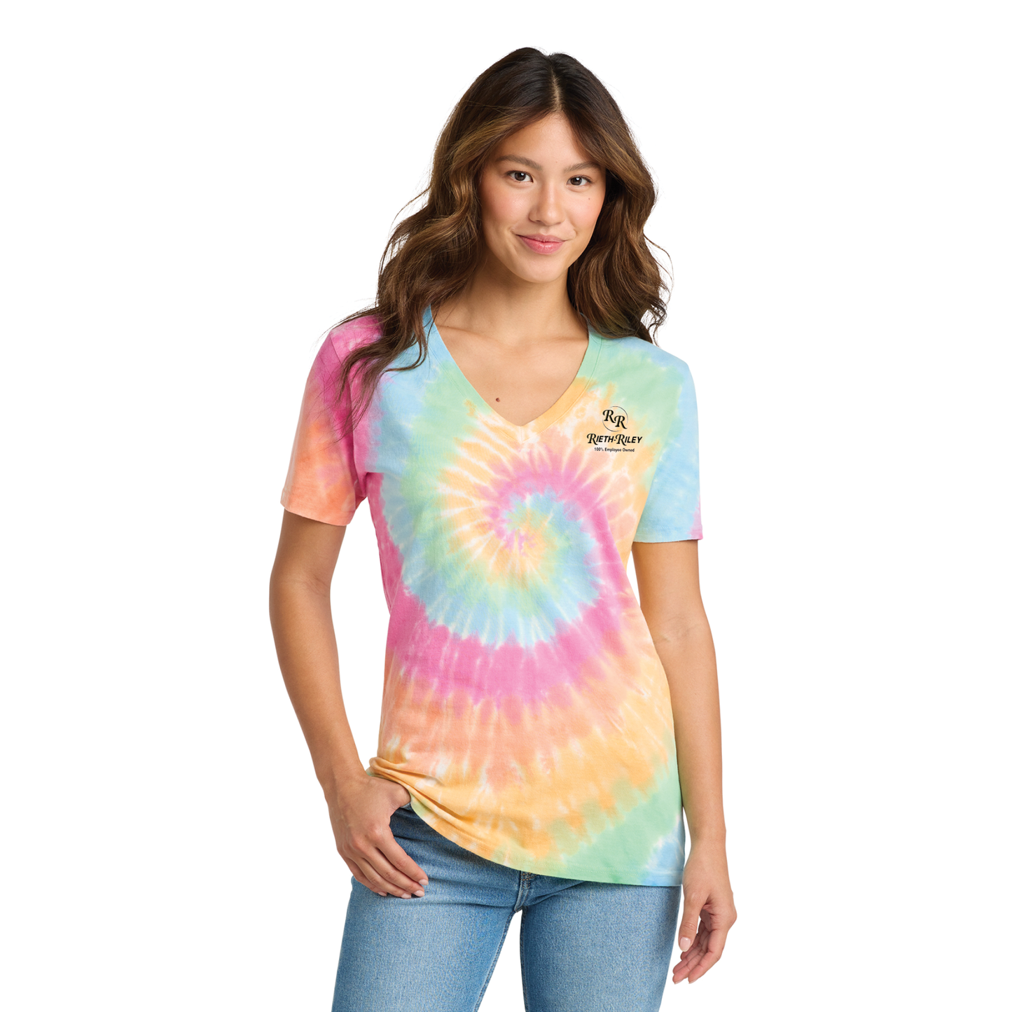 Port & Co™ Women's Tie-Dye V-Neck Tee